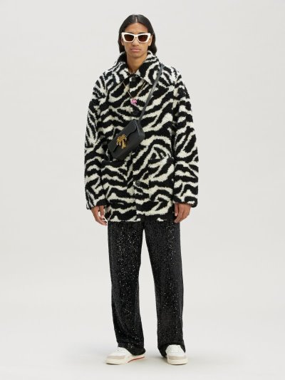 Abrigos Palm Angels Fury Zebra Cabane Hombre Negras Blancas | ES-843757