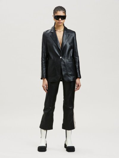 Blazers Palm Angels Cuero Pista Blazers Mujer Negras Negras | ES-432815