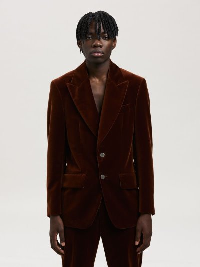 Blazers Palm Angels Velvet Suit Blazers Hombre Marrones Marrones | ES-824800