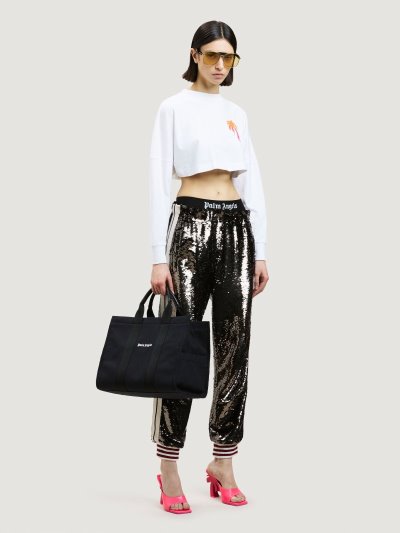 Bolso Tote Palm Angels Venice Pista Tote Bags Mujer Negras Blancas | ES-755721
