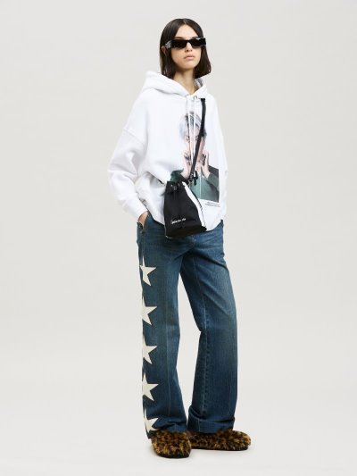 Bolsos Cruzados Palm Angels Venice Pista Drawstring Mujer Negras Blancas | ES-472486