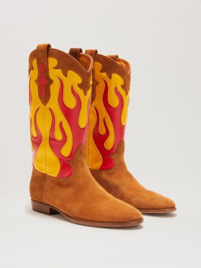 Botas Palm Angels Combat Boots Mujer Beige Amarillo | ES-909490