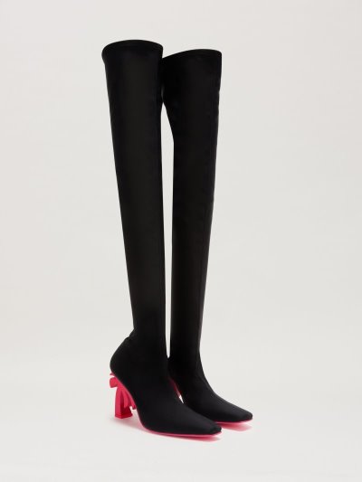 Botas Palm Angels Cuissarde Palm Heel Mujer Negras Fucsia | ES-128279