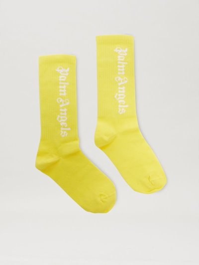 Calcetines Palm Angels High Logo Socks Niños Limón Amarillo Blancas | ES-597005