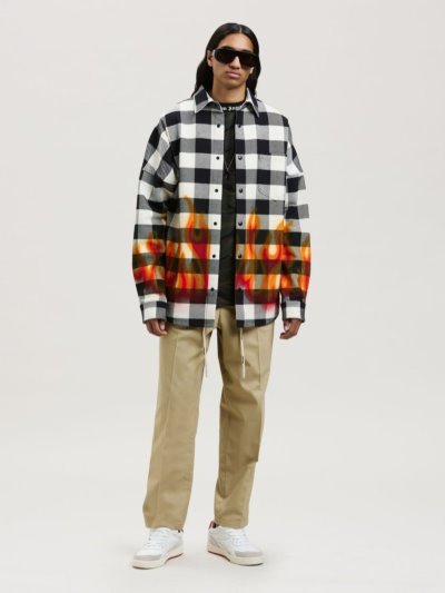 Camisas Palm Angels Check-print Long-sleeve Shirt Hombre Negras Rojas | ES-581729