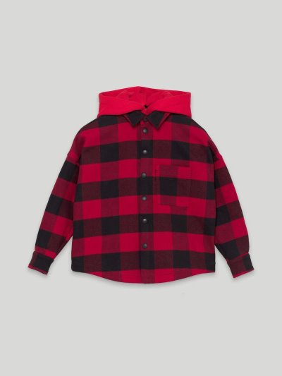 Camisas Palm Angels Hoodie Logo Over Shirt Niños Rojas Blancas | ES-551832