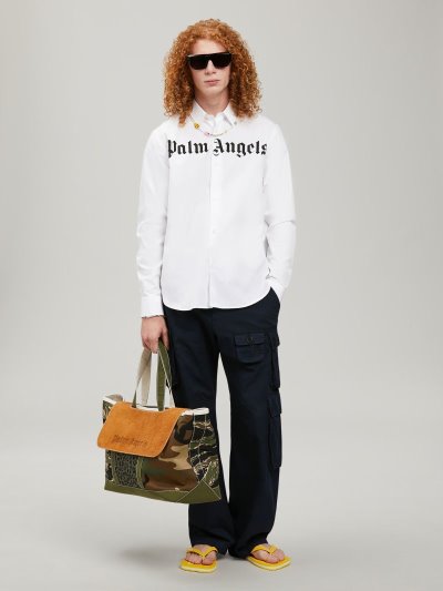Camisas Palm Angels Logo Shirt Hombre Blancas Negras | ES-711738