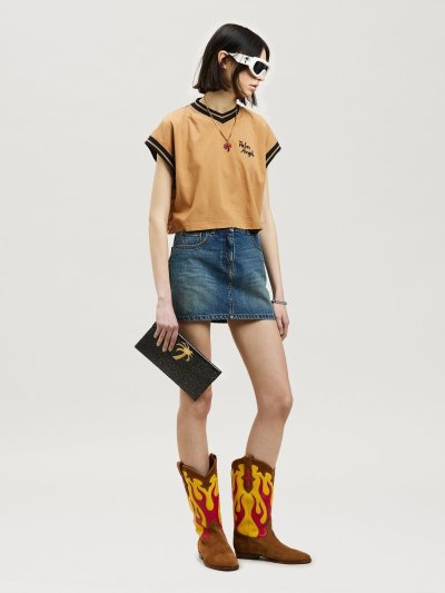 Camiseta Palm Angels Angels College Tee Mujer Negras | ES-475833