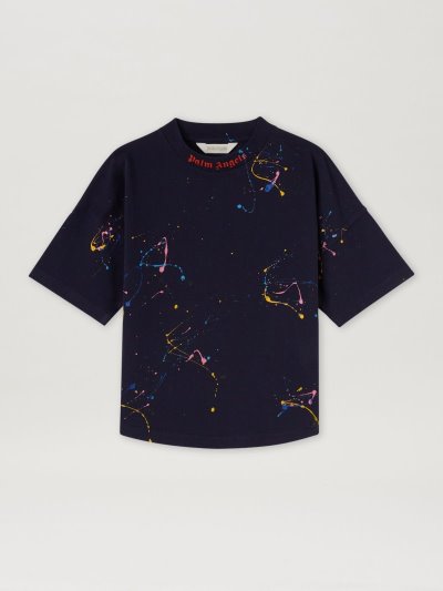 Camiseta Palm Angels Dots Painted Overlogo T Shirt Niños Azul Marino Azules Naranjas | ES-038360