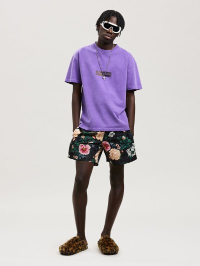 Camiseta Palm Angels Garment Dye Box Logo Tee Hombre Moradas Blancas | ES-952844