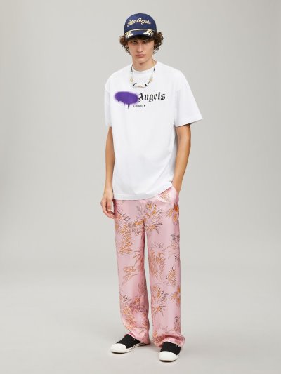 Camiseta Palm Angels London Sprayed T Shirt Hombre Blancas Moradas | ES-141705