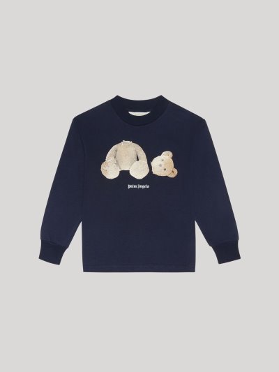 Camiseta Palm Angels Long Slevees Bear T Shirt Niños Azul Marino Azules Marrones | ES-762392