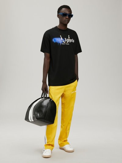 Camiseta Palm Angels New York Sprayed T Shirt Hombre Negras Azules | ES-855547