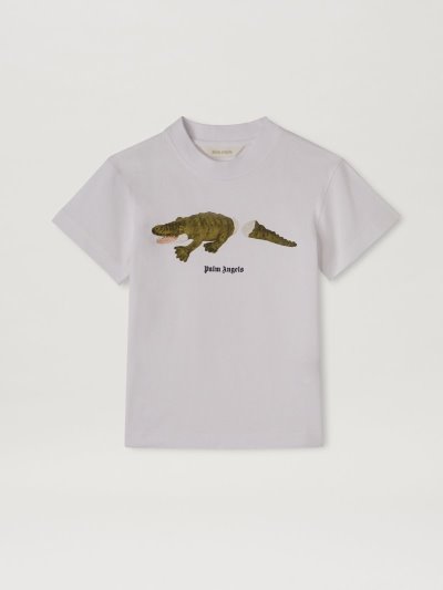Camiseta Palm Angels Palm Angels Crocodile T Shirt Niños Blancas Verde | ES-683526
