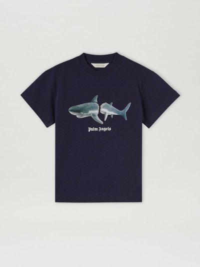 Camiseta Palm Angels Palm Angels Shark T Shirt Niños Azul Marino Azules Gris | ES-211631