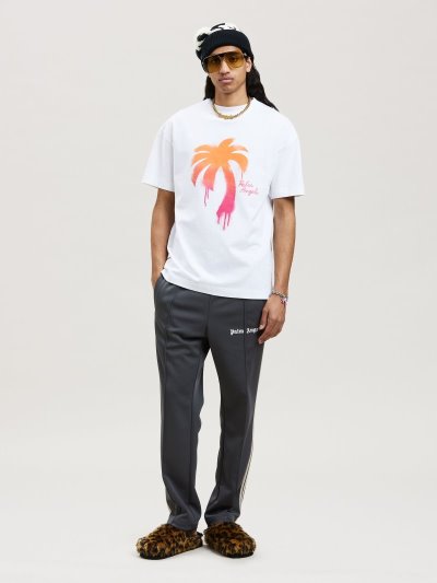 Camiseta Palm Angels Sprayed Palm Classic Tee Hombre Blancas Fucsia | ES-080798