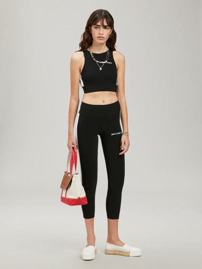 Camiseta Tirantes Palm Angels Pista Top Mujer Negras Blancas | ES-050668