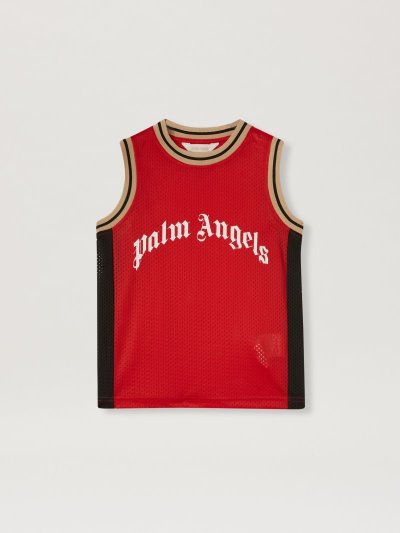 Chalecos Palm Angels Curved Logo Mesh Tank Top Niños Rojas Blancas | ES-241241