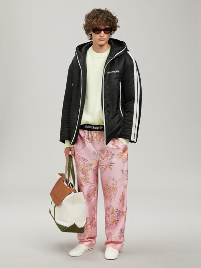 Chaquetas Palm Angels Acolchado Encapuchado Pista Jackets Hombre Negras Blancas | ES-594142