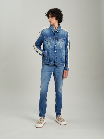 Chaquetas Palm Angels Denim Pista Jackets Hombre Azules Claro Blancas | ES-327777