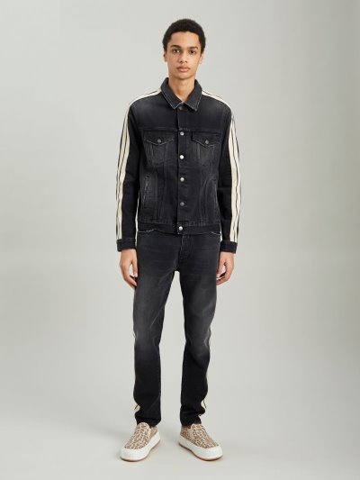 Chaquetas Palm Angels Denim Pista Jackets Hombre Negras Blancas | ES-955493