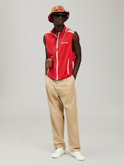 Chaquetas Palm Angels Pista Vest Hombre Rojas Blancas | ES-493641