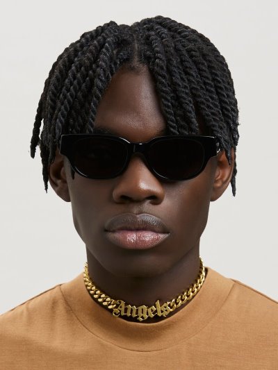 Gafas de Sol Palm Angels Redondo Sunglasses Hombre Negras Gris Oscuro | ES-370477