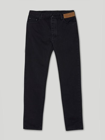 Jeans Palm Angels Curved Logo Denim Pants Hombre Negras Blancas | ES-332250