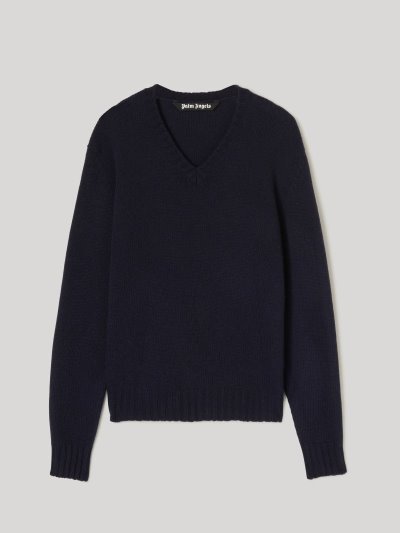 Jerséis Palm Angels Curved Logo Sueter Hombre Azul Marino Azules Blancas | ES-029800