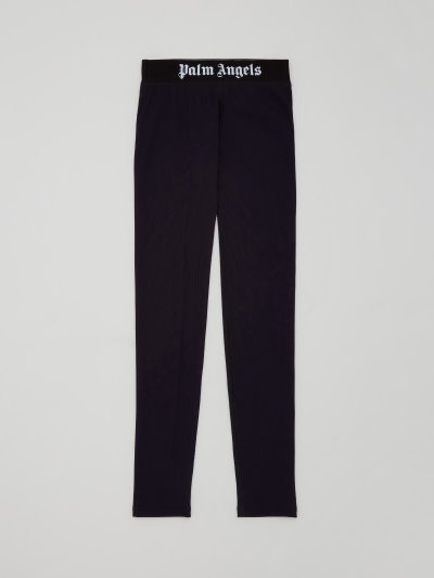 Leggins Palm Angels Logo Leggings Mujer Negras Blancas | ES-734203