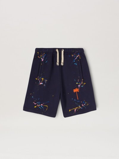 Pantalones Cortos Palm Angels Pxp Dots Painted Sweatshorts Niños Azul Marino Azules Naranjas | ES-026670