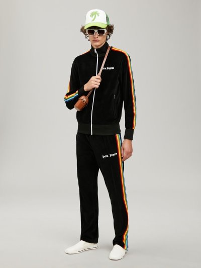 Pantalones Deportivos Palm Angels Rainbow Pista Pants Hombre Negras Blancas | ES-787755