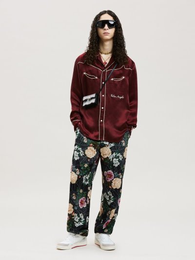 Pantalones Palm Angels Flowers Easy Pants Hombre Negras Blancas | ES-587399