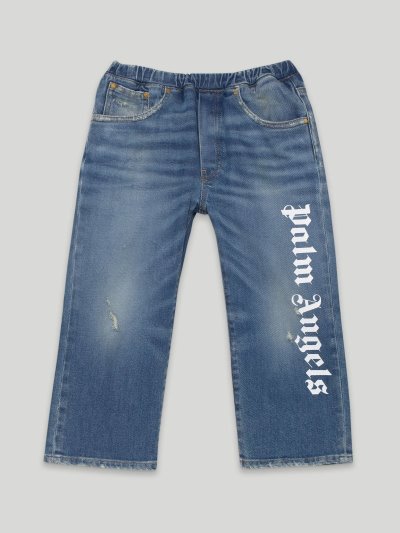 Pantalones Palm Angels Logo Denim Pants Niños Azules Blancas | ES-862749