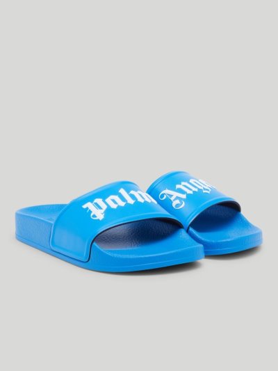 Sandalias Palm Angels Pool Sliders Niños Azules Blancas | ES-080970