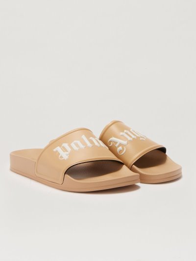 Sandalias de Diapositivas Palm Angels Brown Pool Sliders Hombre Marrones Blancas | ES-585924
