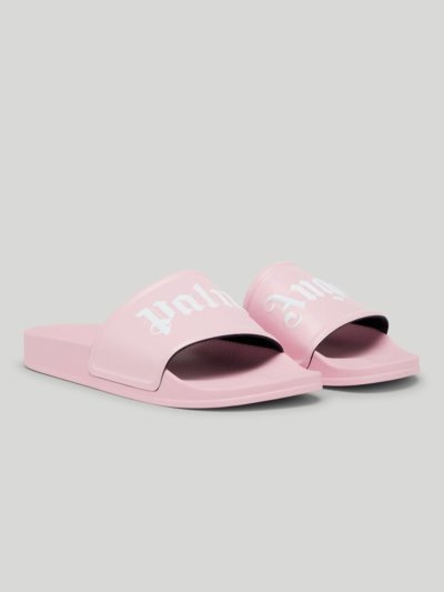 Sandalias de Diapositivas Palm Angels Pool Sliders Mujer Rosas Blancas | ES-170987