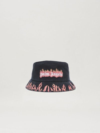 Sombreros Palm Angels Burning Bucket Hats Mujer Negras Rojas | ES-319757
