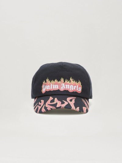 Sombreros Palm Angels Burning Logo Baseball Caps Hombre Negras Rojas | ES-744570