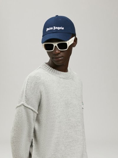 Sombreros Palm Angels Caps Logo Hombre Azul Marino Azules Blancas | ES-192107