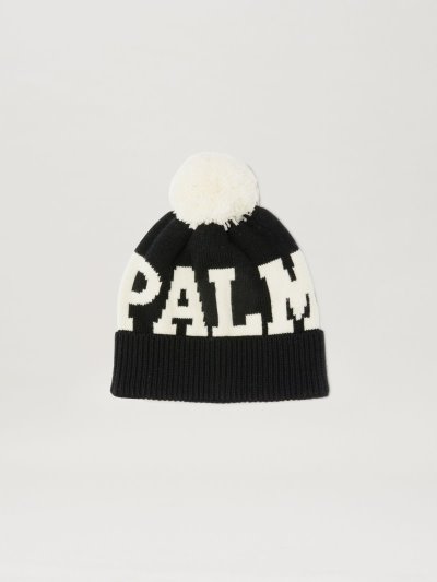 Sombreros Palm Angels Logo Pom-pon Beanie Mujer Negras Blancas | ES-661746