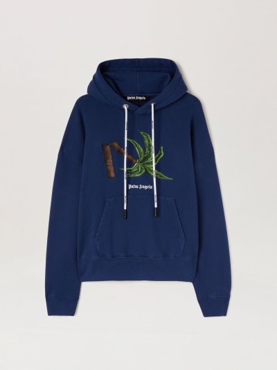Sudadera Con Capucha Palm Angels Broken Palm Hoodie Hombre Azul Marino Azules Verde | ES-195254