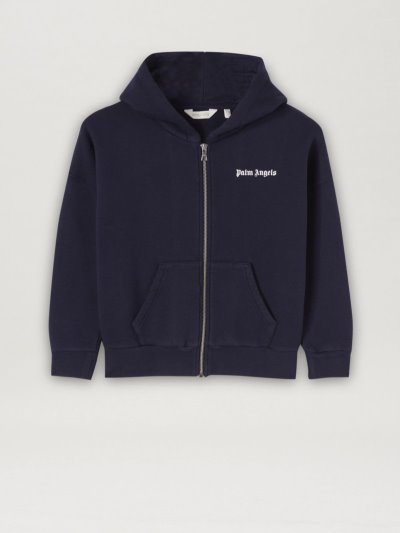 Sudadera Con Capucha Palm Angels Classic Overlogo Hoodie Zip Niños Azul Marino Azules Blancas | ES-222198