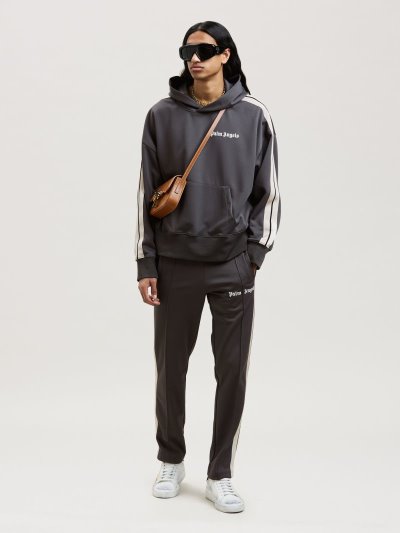 Sudadera Con Capucha Palm Angels Classic Pista Hoodie Hombre Gris Oscuro Blancas | ES-421258