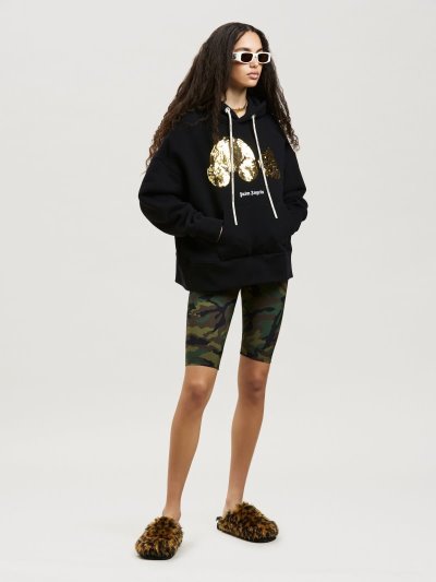Sudadera Con Capucha Palm Angels Gold Sequins Bear Hoodie Mujer Negras Doradas | ES-806216