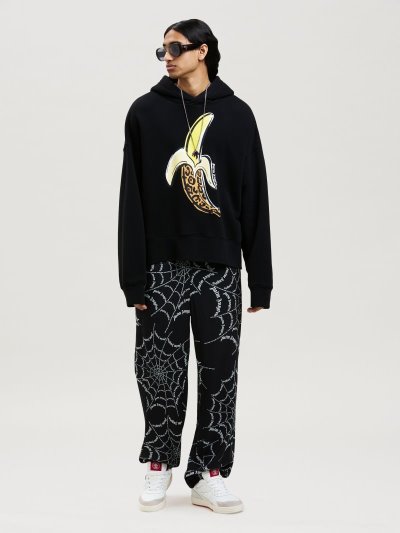 Sudadera Con Capucha Palm Angels Leopard Banana Hoodie Hombre Negras Amarillo | ES-179951