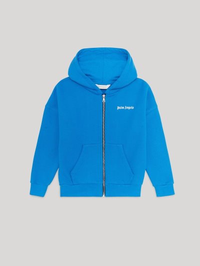Sudadera Con Capucha Palm Angels Logo Zip Hoodie Niños Azules Claro Blancas | ES-108291