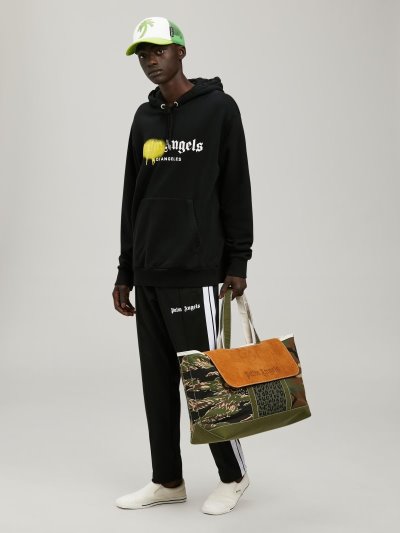 Sudadera Con Capucha Palm Angels Los Angeles Sprayed Hoodie Hombre Negras Amarillo | ES-882057