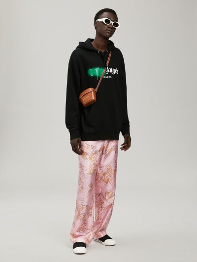Sudadera Con Capucha Palm Angels Milano Sprayed Hoodie Hombre Negras Verde | ES-005258