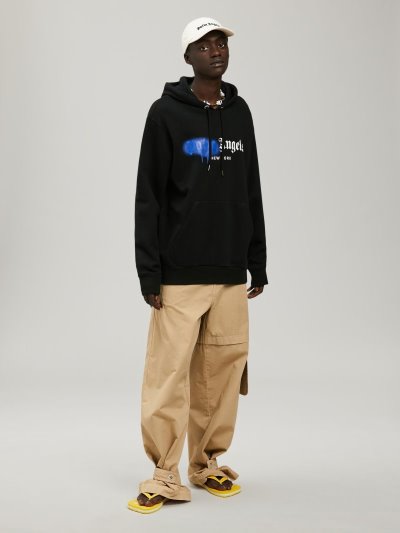 Sudadera Con Capucha Palm Angels New York Sprayed Hoodie Hombre Negras Azules | ES-841842
